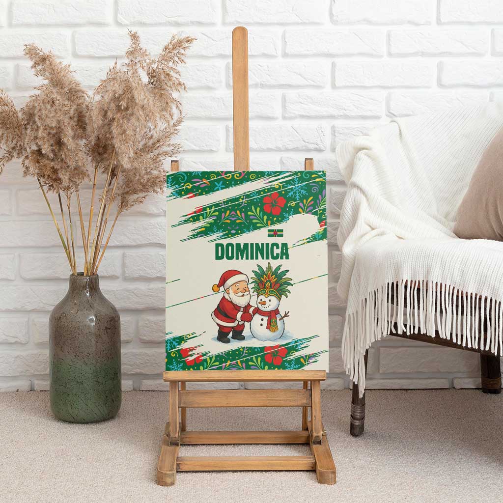 Dominica Christmas Canvas Wall Art with Santa Snowman and Tropical Carnival Headpiece - Wonder Print Shop