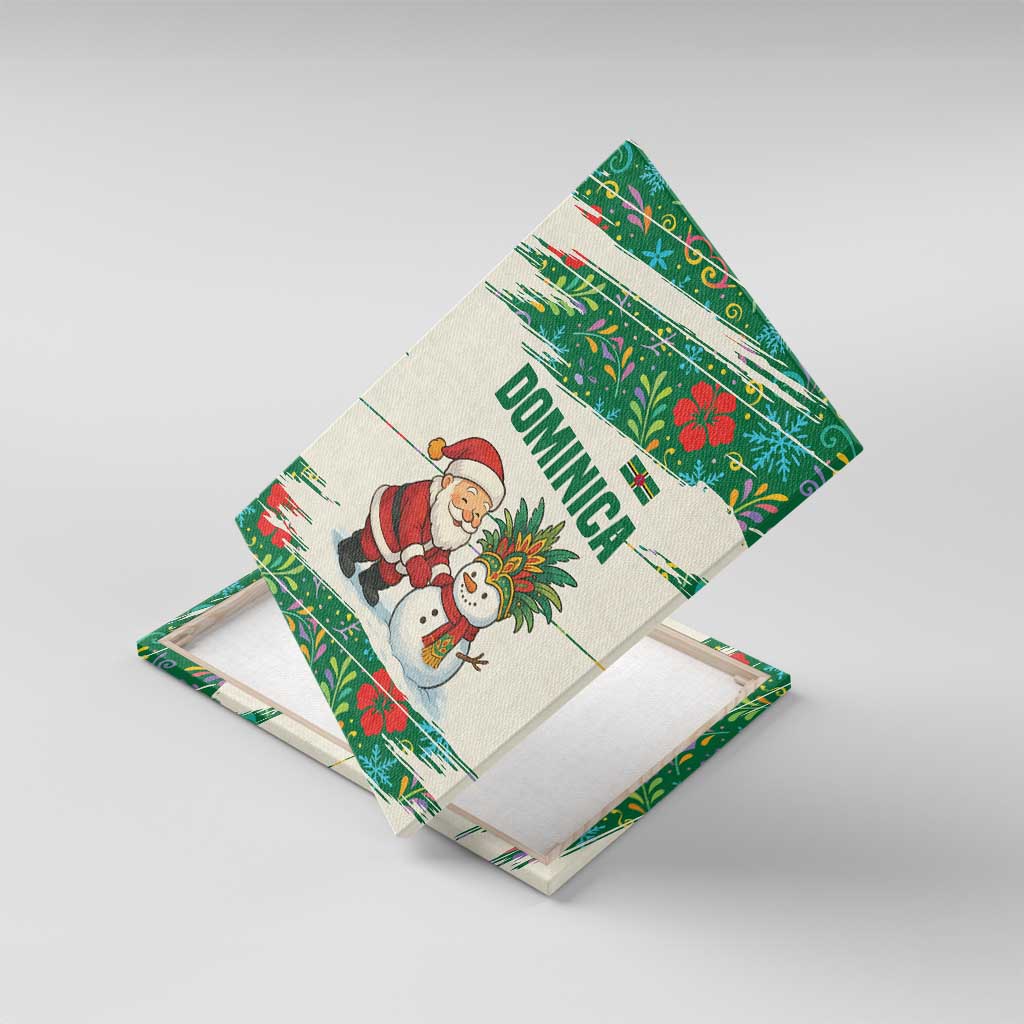 Dominica Christmas Canvas Wall Art with Santa Snowman and Tropical Carnival Headpiece - Wonder Print Shop