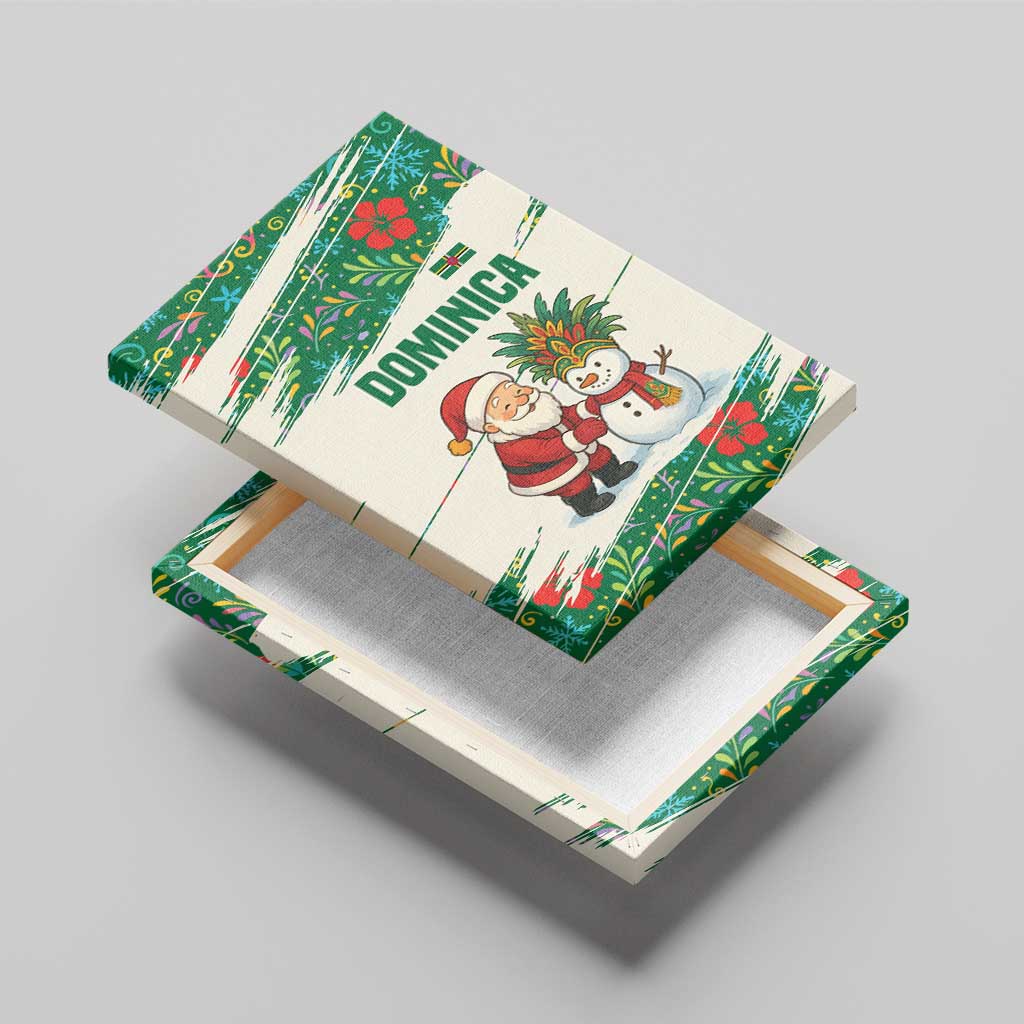 Dominica Christmas Canvas Wall Art with Santa Snowman and Tropical Carnival Headpiece - Wonder Print Shop