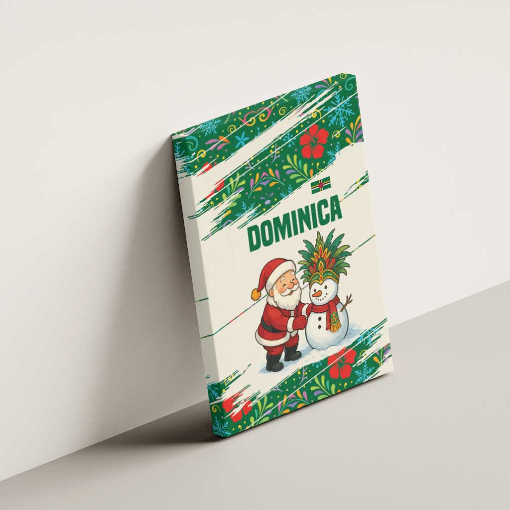 Dominica Christmas Canvas Wall Art with Santa Snowman and Tropical Carnival Headpiece - Wonder Print Shop