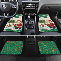 Dominica Christmas Car Mats with Santa Snowman and Tropical Carnival Headpiece - Wonder Print Shop
