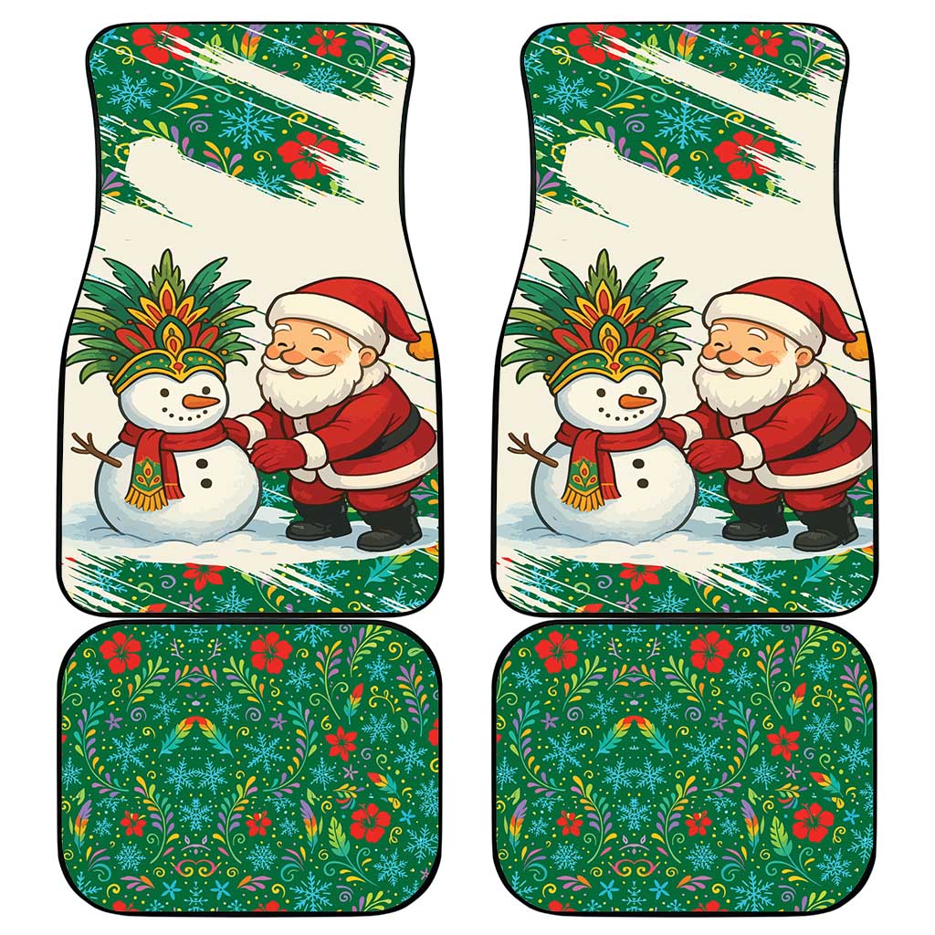 Dominica Christmas Car Mats with Santa Snowman and Tropical Carnival Headpiece - Wonder Print Shop