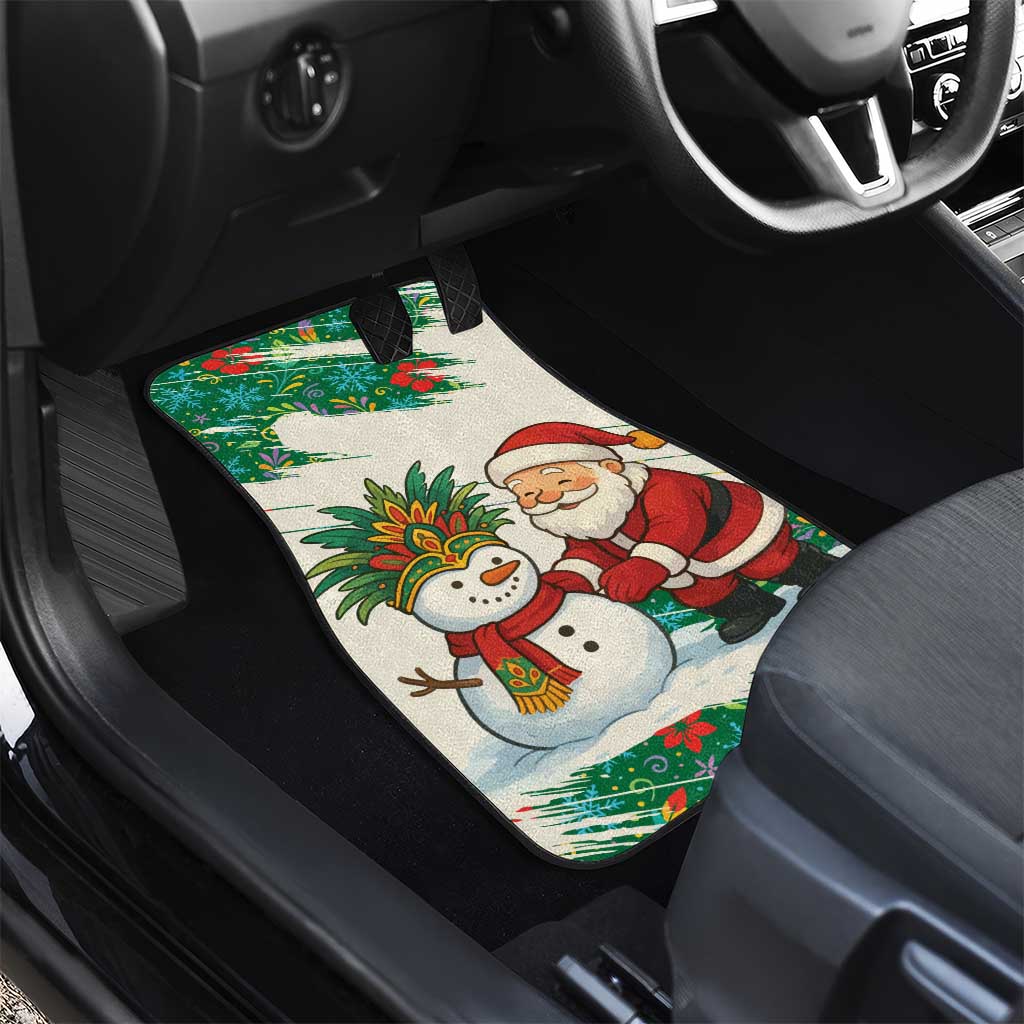 Dominica Christmas Car Mats with Santa Snowman and Tropical Carnival Headpiece - Wonder Print Shop