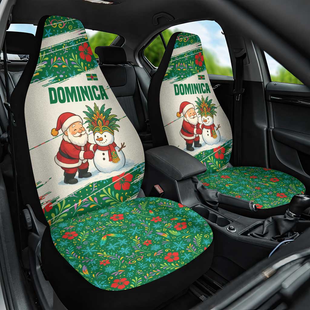 Dominica Christmas Car Seat Cover with Santa Snowman and Tropical Carnival Headpiece - Wonder Print Shop