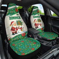 Dominica Christmas Car Seat Cover with Santa Snowman and Tropical Carnival Headpiece - Wonder Print Shop