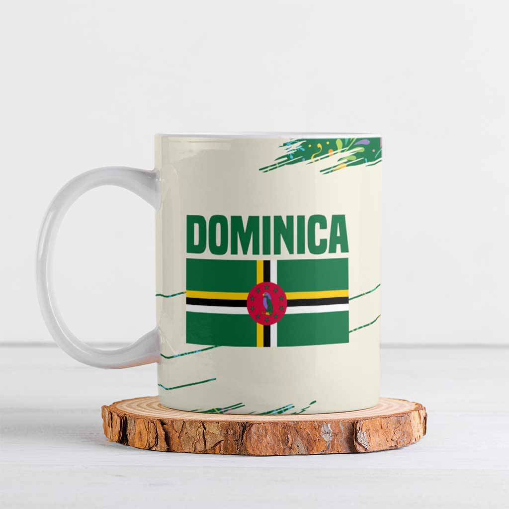 Dominica Christmas Ceramic Mug with Santa Snowman and Tropical Carnival Headpiece - Wonder Print Shop