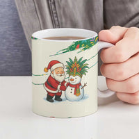 Dominica Christmas Ceramic Mug with Santa Snowman and Tropical Carnival Headpiece - Wonder Print Shop