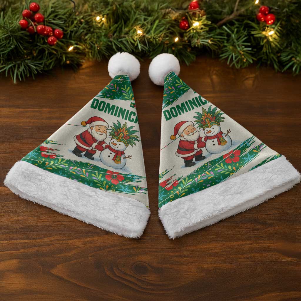 Dominica Christmas Santa Hat with Santa Snowman and Tropical Carnival Headpiece - Wonder Print Shop