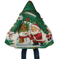 Dominica Christmas Cloak with Santa Snowman and Tropical Carnival Headpiece - Wonder Print Shop