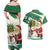 Dominica Christmas Couples Matching Off Shoulder Maxi Dress and Hawaiian Shirt with Santa Snowman and Tropical Carnival Headpiece - Wonder Print Shop
