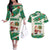 Dominica Christmas Couples Matching Off The Shoulder Long Sleeve Dress and Hawaiian Shirt with Santa Snowman and Tropical Carnival Headpiece - Wonder Print Shop