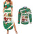 Dominica Christmas Couples Matching Summer Maxi Dress and Long Sleeve Button Shirt with Santa Snowman and Tropical Carnival Headpiece - Wonder Print Shop