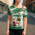 Dominica Christmas Cross Shoulder Shirt with Santa Snowman and Tropical Carnival Headpiece - Wonder Print Shop