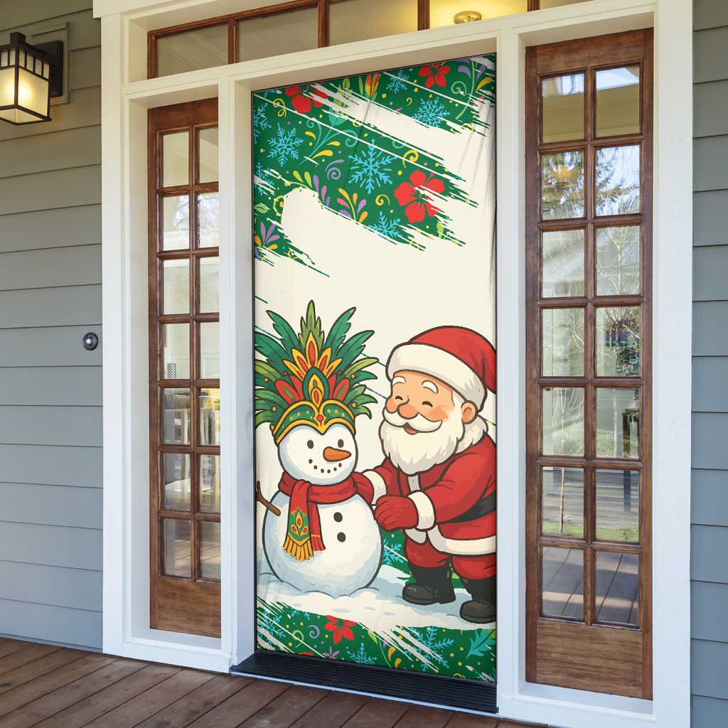 Dominica Christmas Door Cover with Santa Snowman and Tropical Carnival Headpiece - Wonder Print Shop