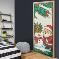 Dominica Christmas Door Cover with Santa Snowman and Tropical Carnival Headpiece - Wonder Print Shop