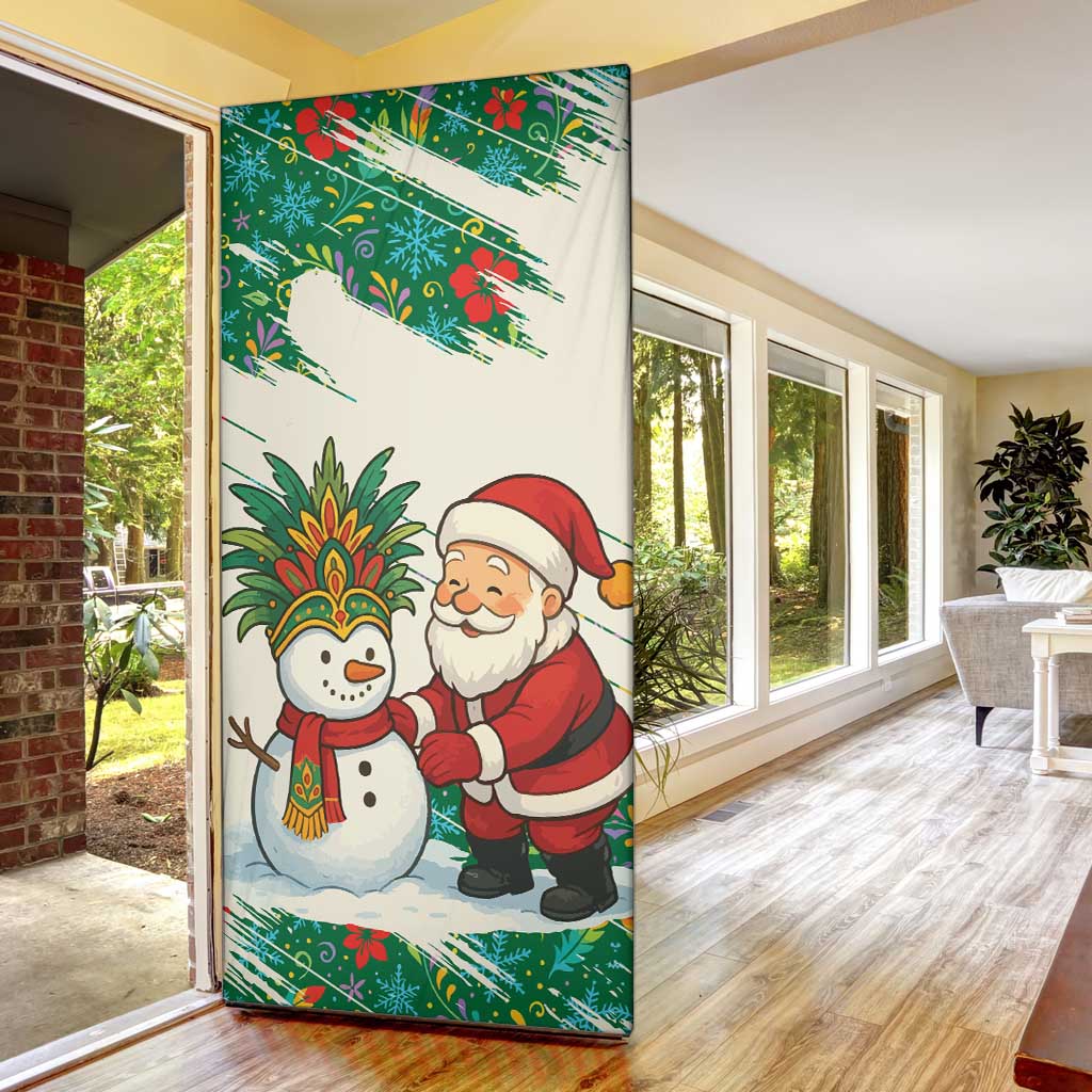 Dominica Christmas Door Cover with Santa Snowman and Tropical Carnival Headpiece - Wonder Print Shop