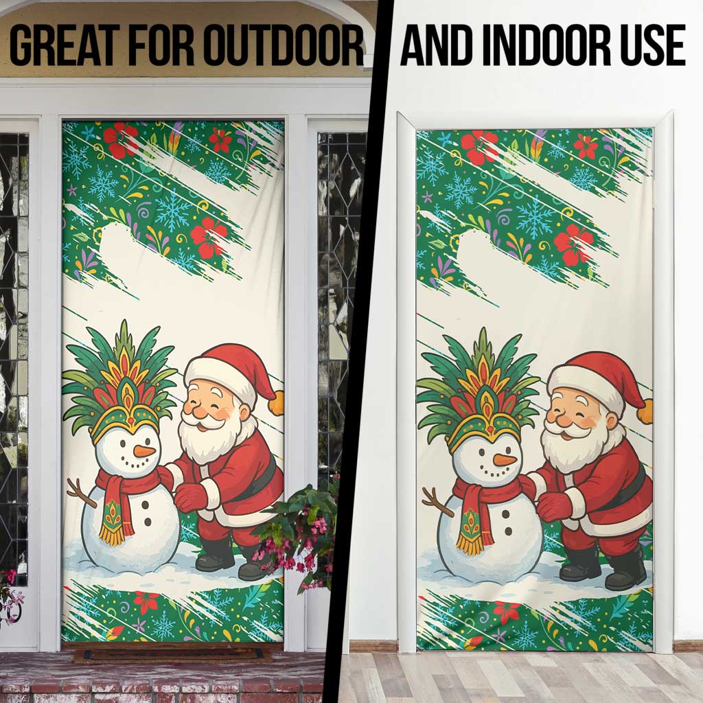 Dominica Christmas Door Cover with Santa Snowman and Tropical Carnival Headpiece - Wonder Print Shop
