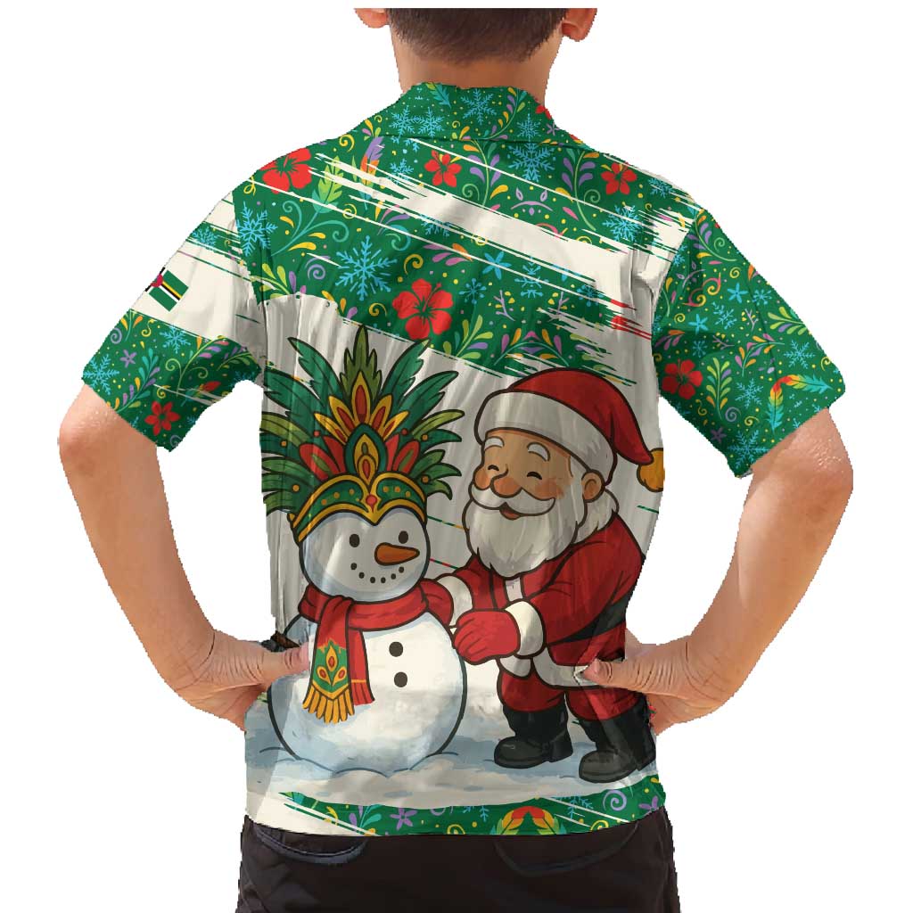 Dominica Christmas Family Matching Mermaid Dress and Hawaiian Shirt with Santa Snowman and Tropical Carnival Headpiece - Wonder Print Shop