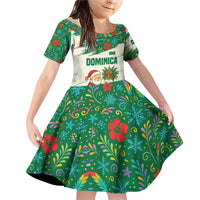 Dominica Christmas Family Matching Off Shoulder Short Dress and Hawaiian Shirt with Santa Snowman and Tropical Carnival Headpiece - Wonder Print Shop