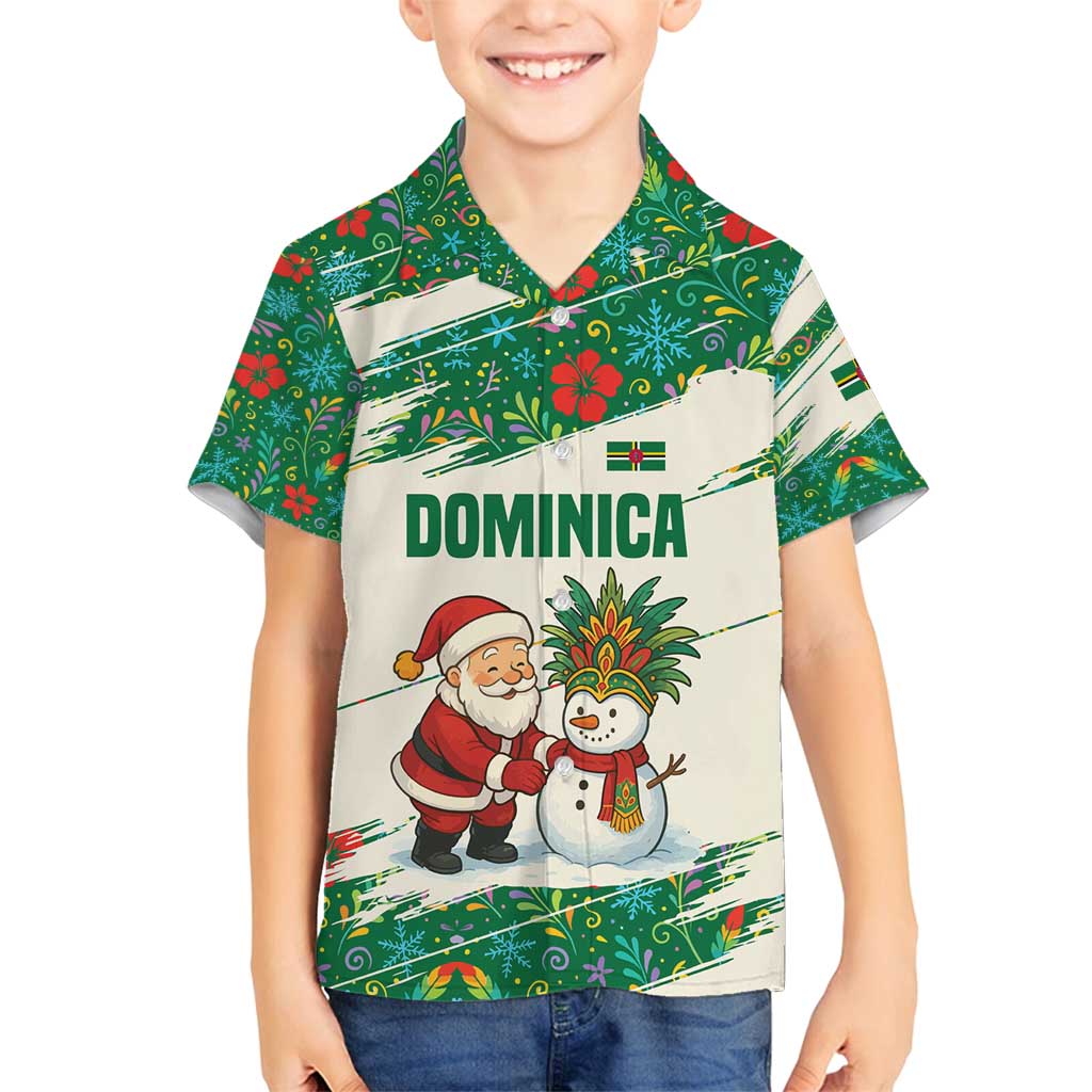 Dominica Christmas Family Matching Puletasi and Hawaiian Shirt with Santa Snowman and Tropical Carnival Headpiece - Wonder Print Shop