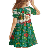 Dominica Christmas Family Matching Tank Maxi Dress and Hawaiian Shirt with Santa Snowman and Tropical Carnival Headpiece - Wonder Print Shop