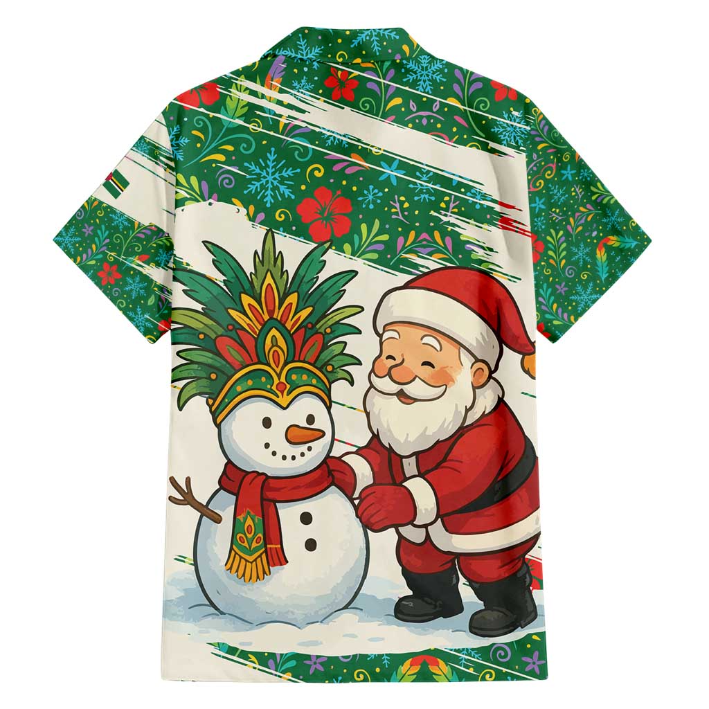 Dominica Christmas Family Matching Tank Maxi Dress and Hawaiian Shirt with Santa Snowman and Tropical Carnival Headpiece - Wonder Print Shop