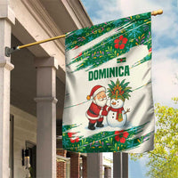 Dominica Christmas Garden Flag with Santa Snowman and Tropical Carnival Headpiece - Wonder Print Shop