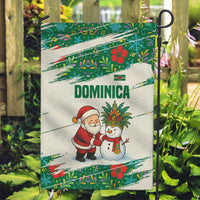 Dominica Christmas Garden Flag with Santa Snowman and Tropical Carnival Headpiece - Wonder Print Shop