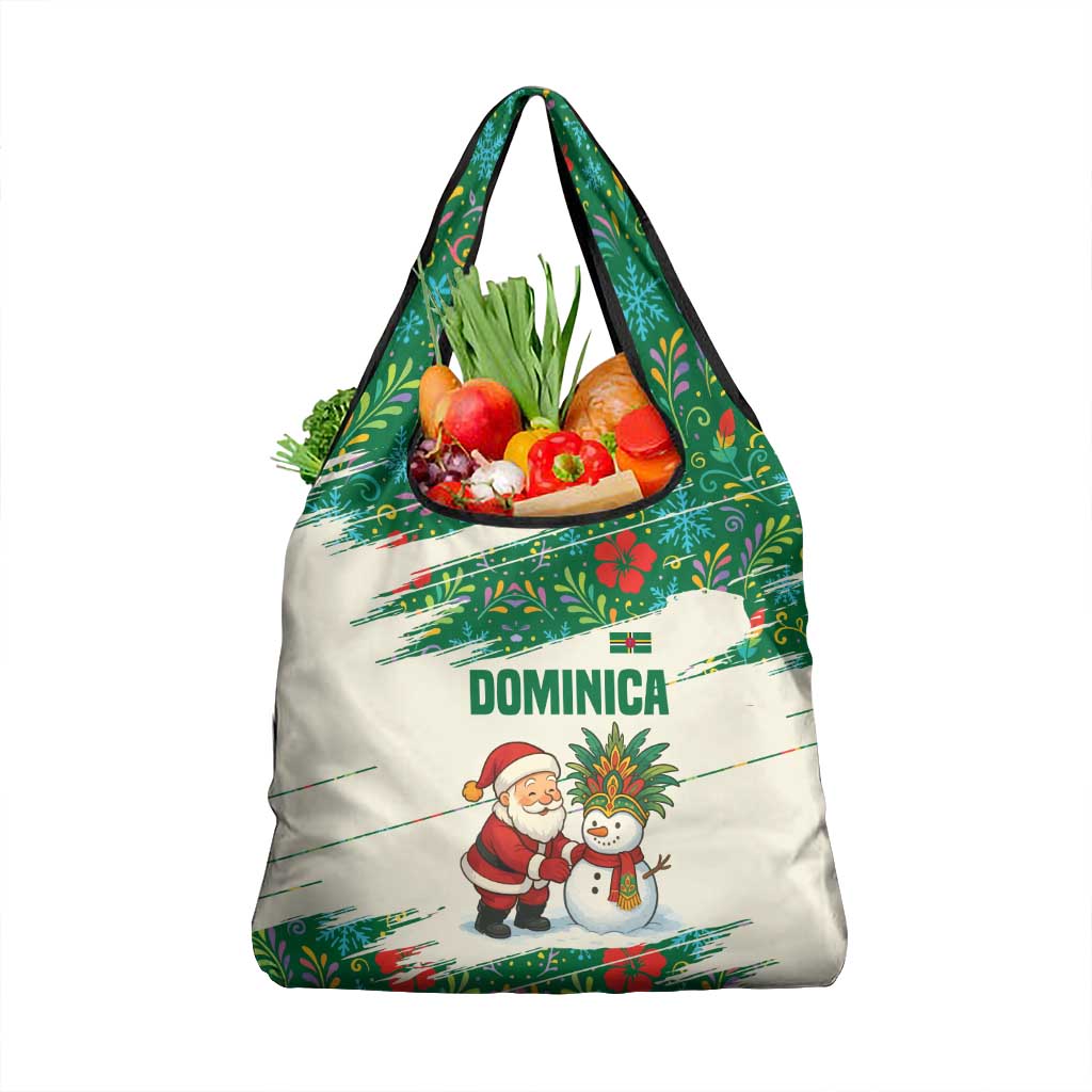 Dominica Christmas Grocery Bag with Santa Snowman and Tropical Carnival Headpiece - Wonder Print Shop