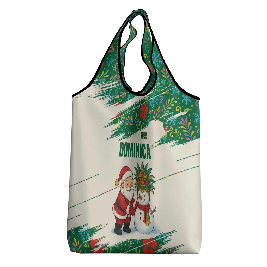 Dominica Christmas Grocery Bag with Santa Snowman and Tropical Carnival Headpiece - Wonder Print Shop