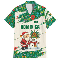 Dominica Christmas Hawaiian Shirt with Santa Snowman and Tropical Carnival Headpiece - Wonder Print Shop