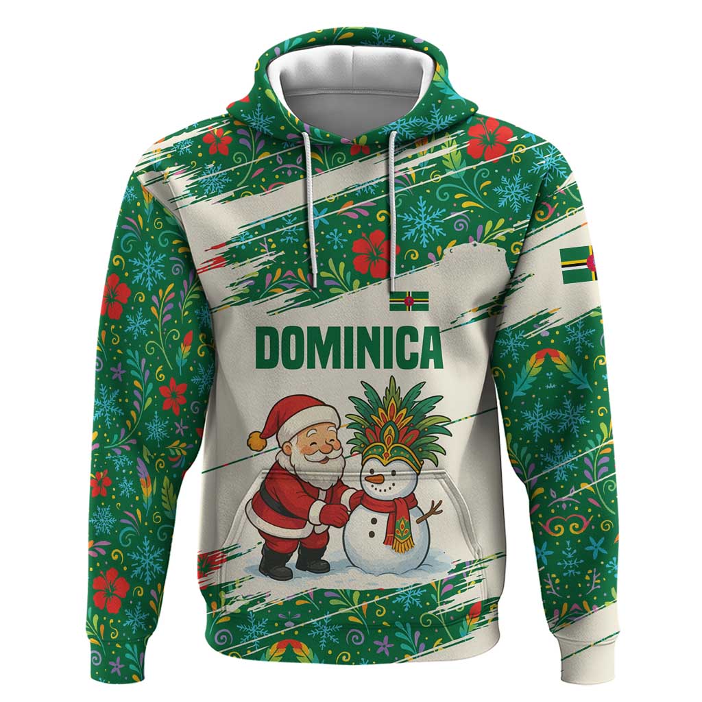 Dominica Christmas Hoodie with Santa Snowman and Tropical Carnival Headpiece - Wonder Print Shop