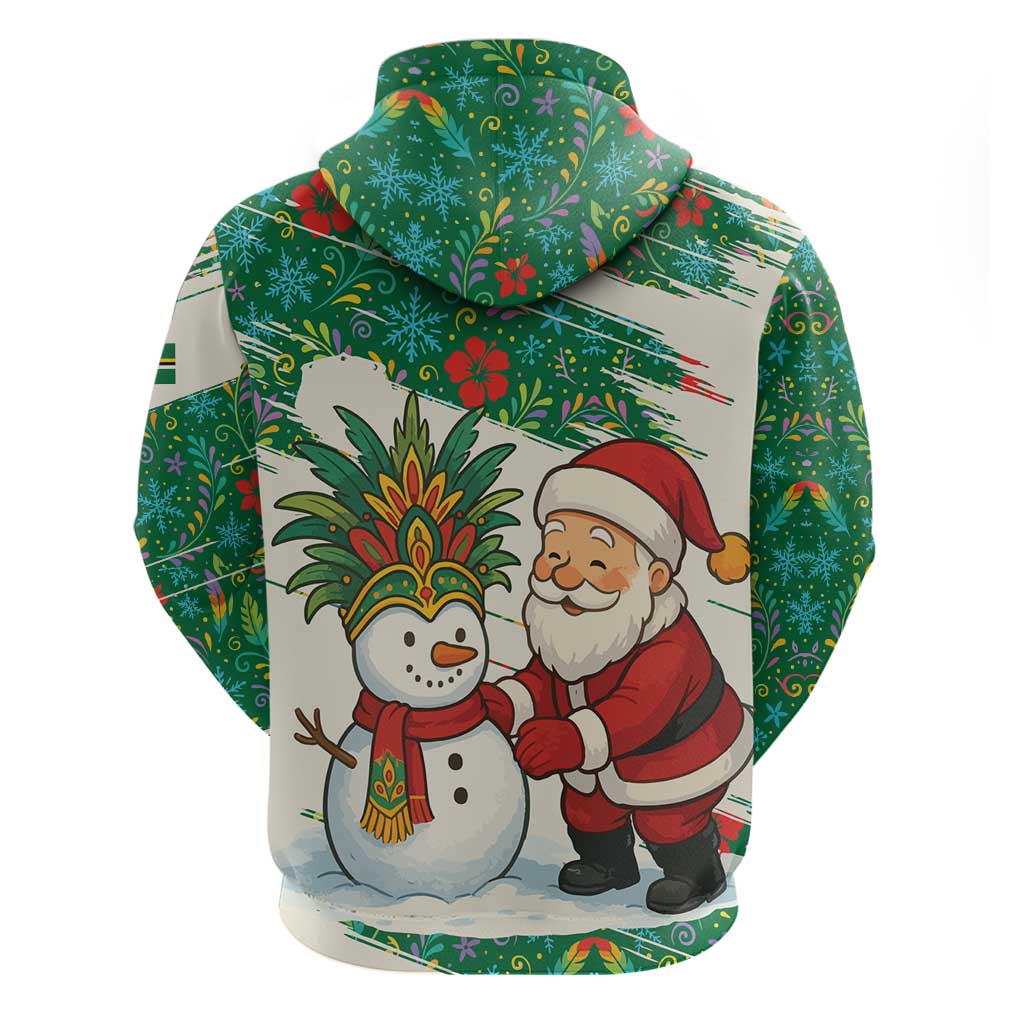 Dominica Christmas Hoodie with Santa Snowman and Tropical Carnival Headpiece - Wonder Print Shop