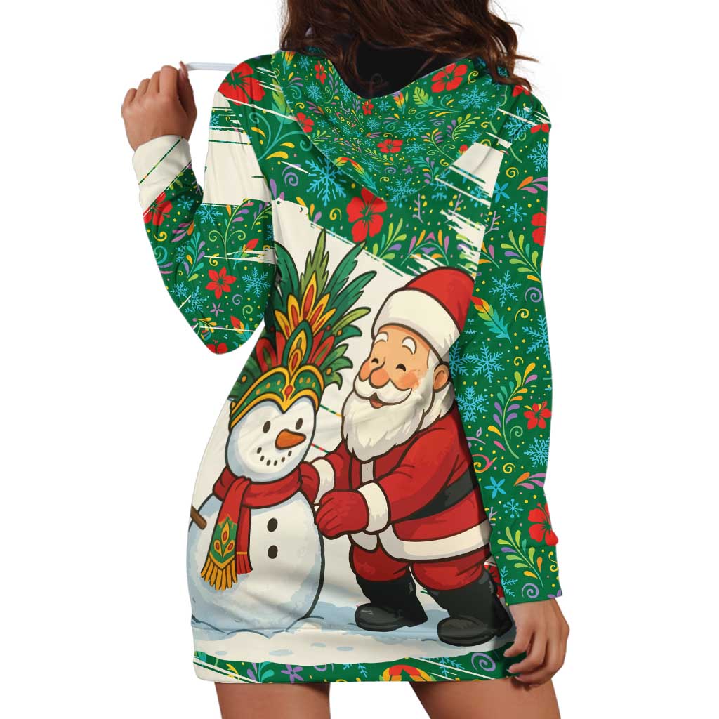 Dominica Christmas Hoodie Dress with Santa Snowman and Tropical Carnival Headpiece - Wonder Print Shop