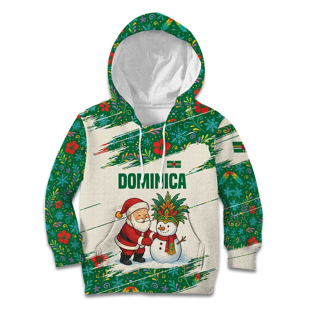Dominica Christmas Kid Hoodie with Santa Snowman and Tropical Carnival Headpiece - Wonder Print Shop