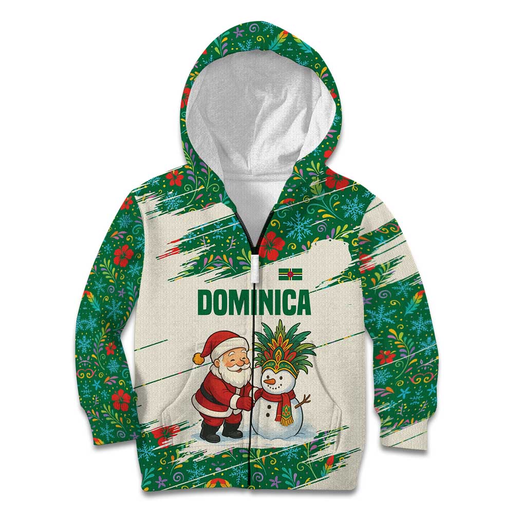 Dominica Christmas Kid Hoodie with Santa Snowman and Tropical Carnival Headpiece - Wonder Print Shop