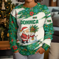 Dominica Christmas Kid Ugly Christmas Sweater with Santa Snowman and Tropical Carnival Headpiece - Wonder Print Shop