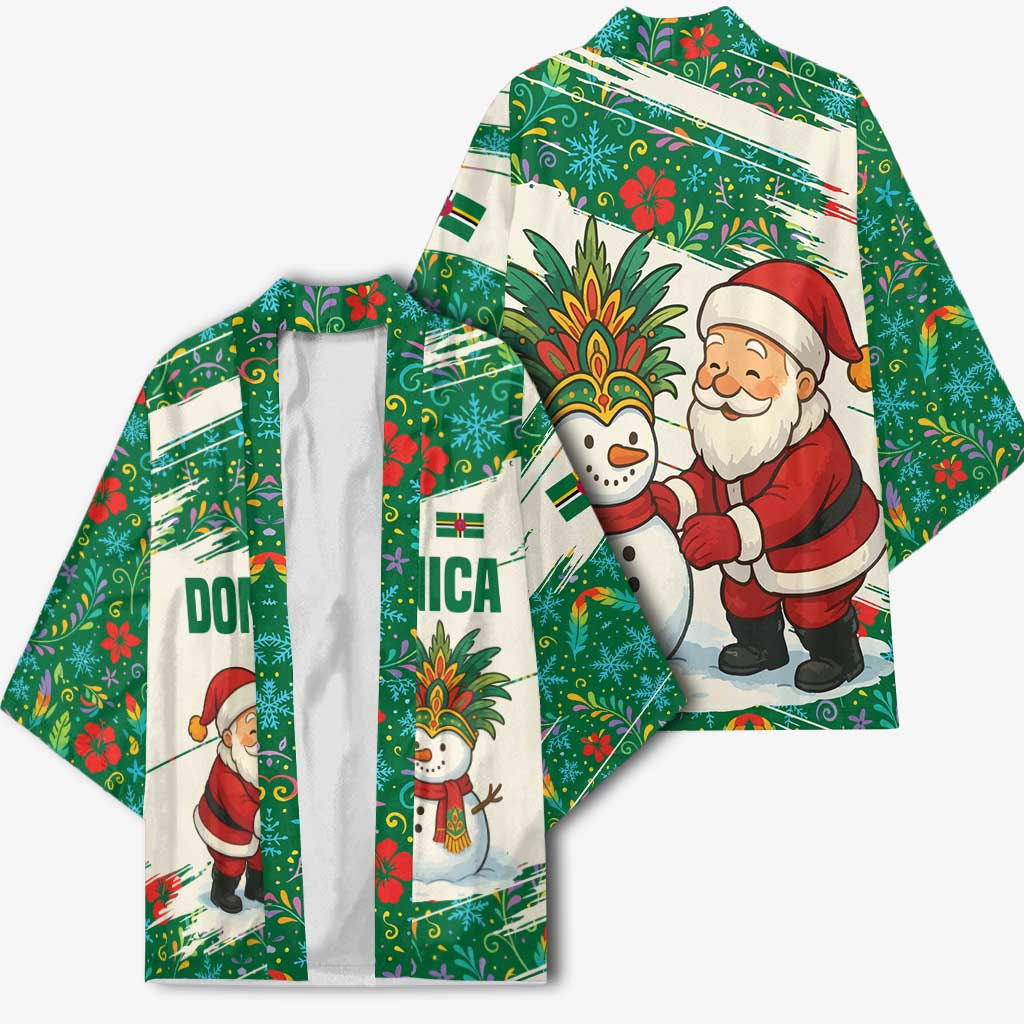 Dominica Christmas Kimono with Santa Snowman and Tropical Carnival Headpiece - Wonder Print Shop