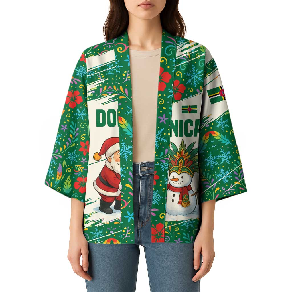 Dominica Christmas Kimono with Santa Snowman and Tropical Carnival Headpiece - Wonder Print Shop