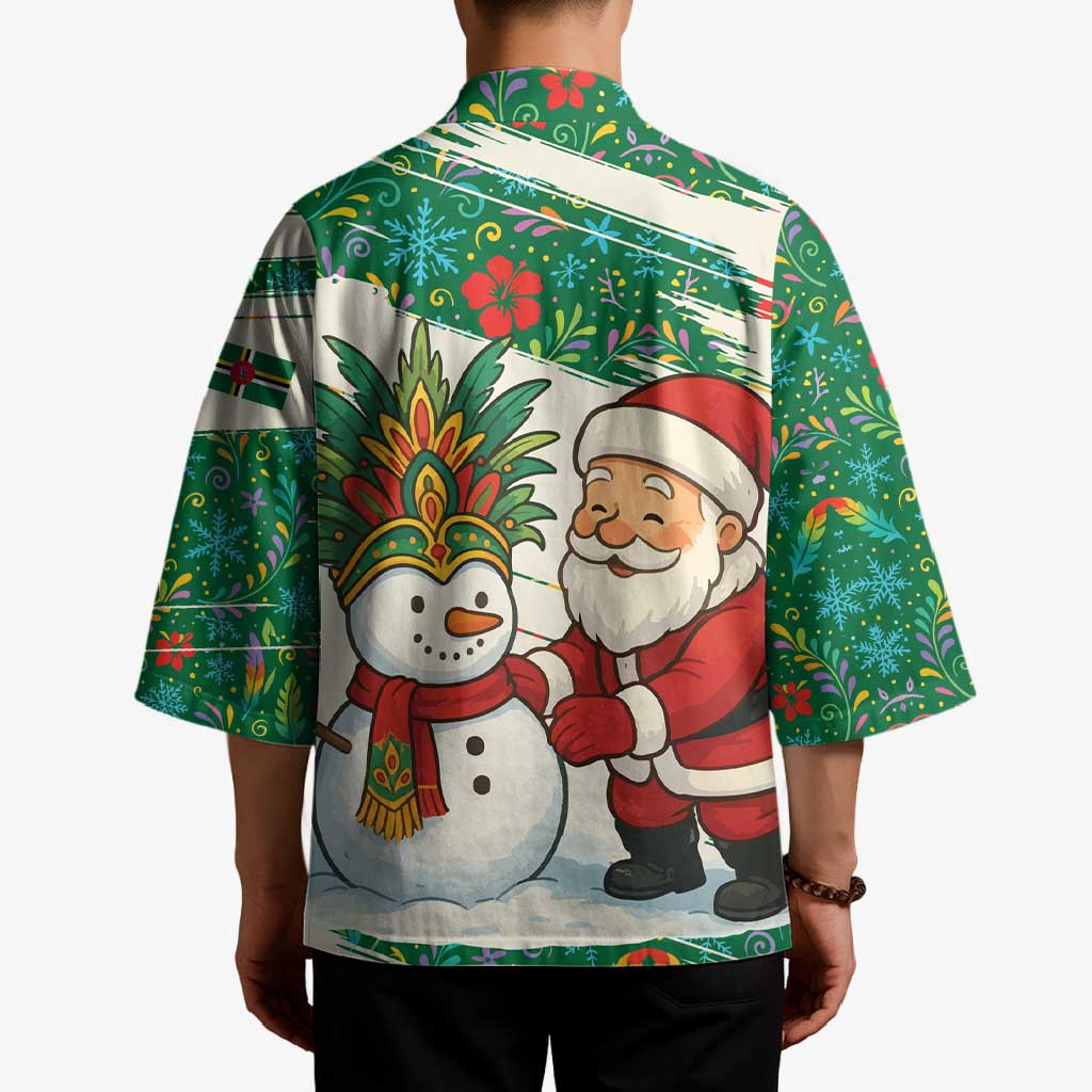 Dominica Christmas Kimono with Santa Snowman and Tropical Carnival Headpiece - Wonder Print Shop