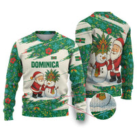 Dominica Christmas Ugly Christmas Sweater with Santa Snowman and Tropical Carnival Headpiece - Wonder Print Shop