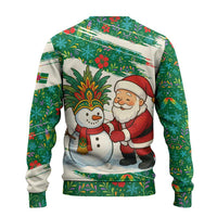 Dominica Christmas Ugly Christmas Sweater with Santa Snowman and Tropical Carnival Headpiece - Wonder Print Shop
