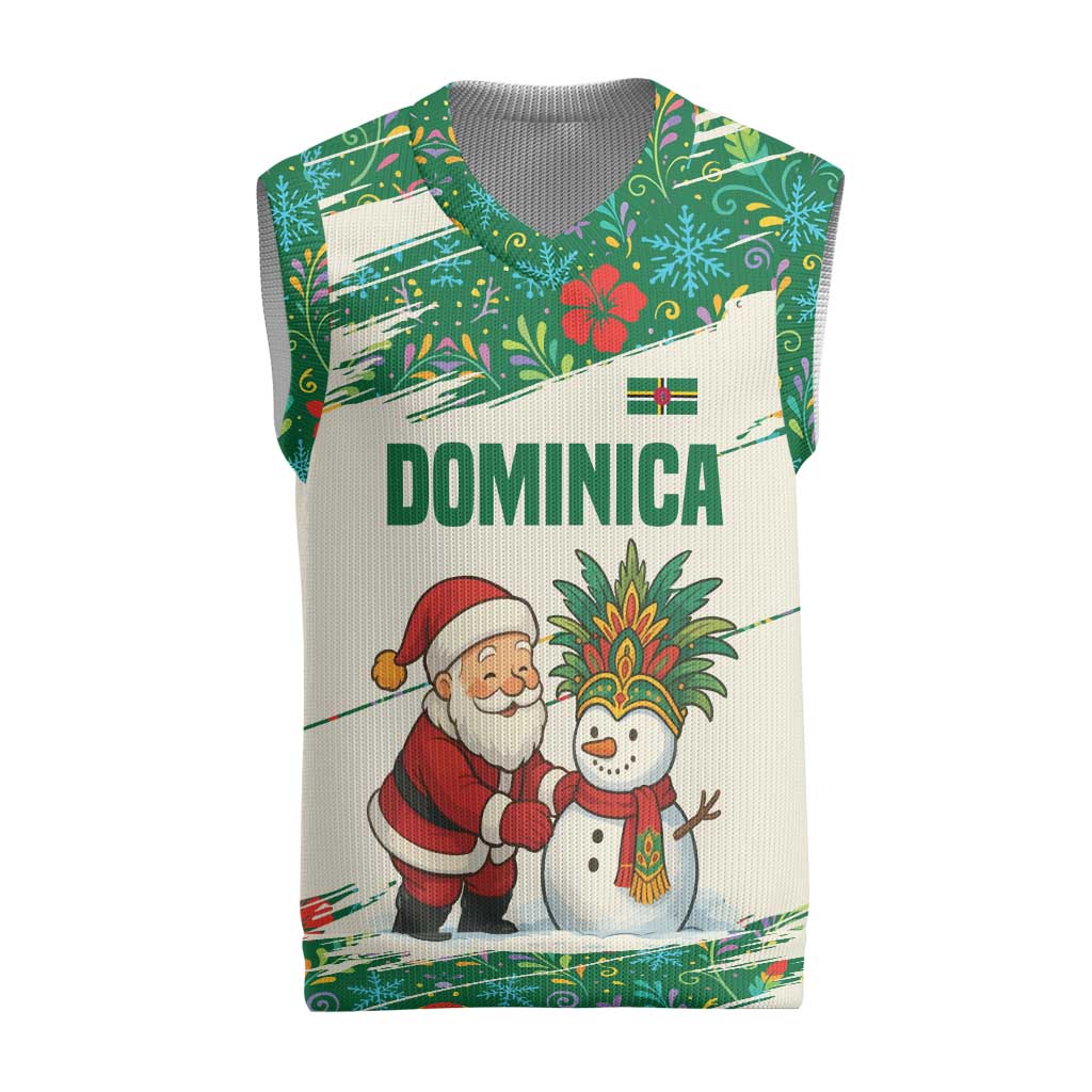 Dominica Christmas Knitted V-Neck Vest with Santa Snowman and Tropical Carnival Headpiece - Wonder Print Shop