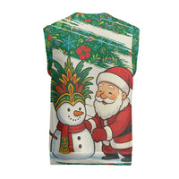 Dominica Christmas Knitted V-Neck Vest with Santa Snowman and Tropical Carnival Headpiece - Wonder Print Shop