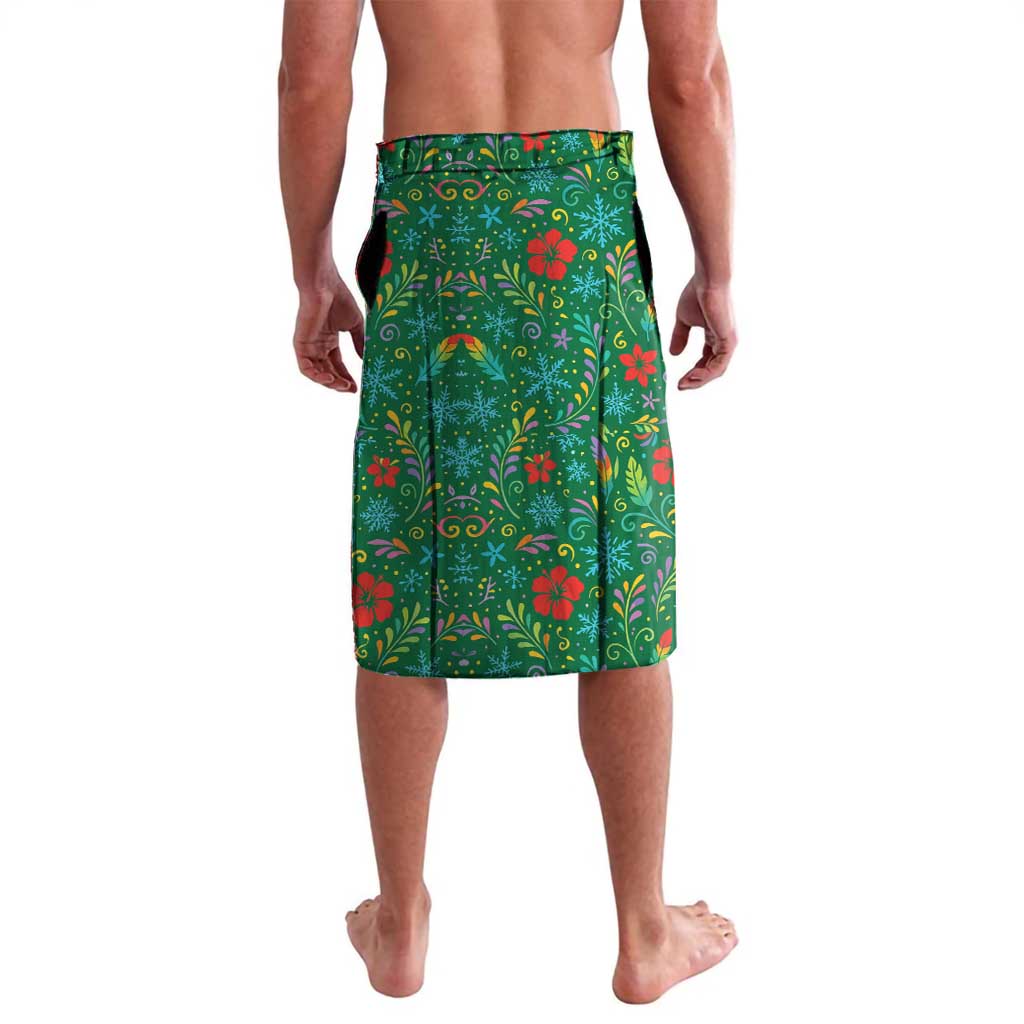 Dominica Christmas Lavalava with Santa Snowman and Tropical Carnival Headpiece - Wonder Print Shop