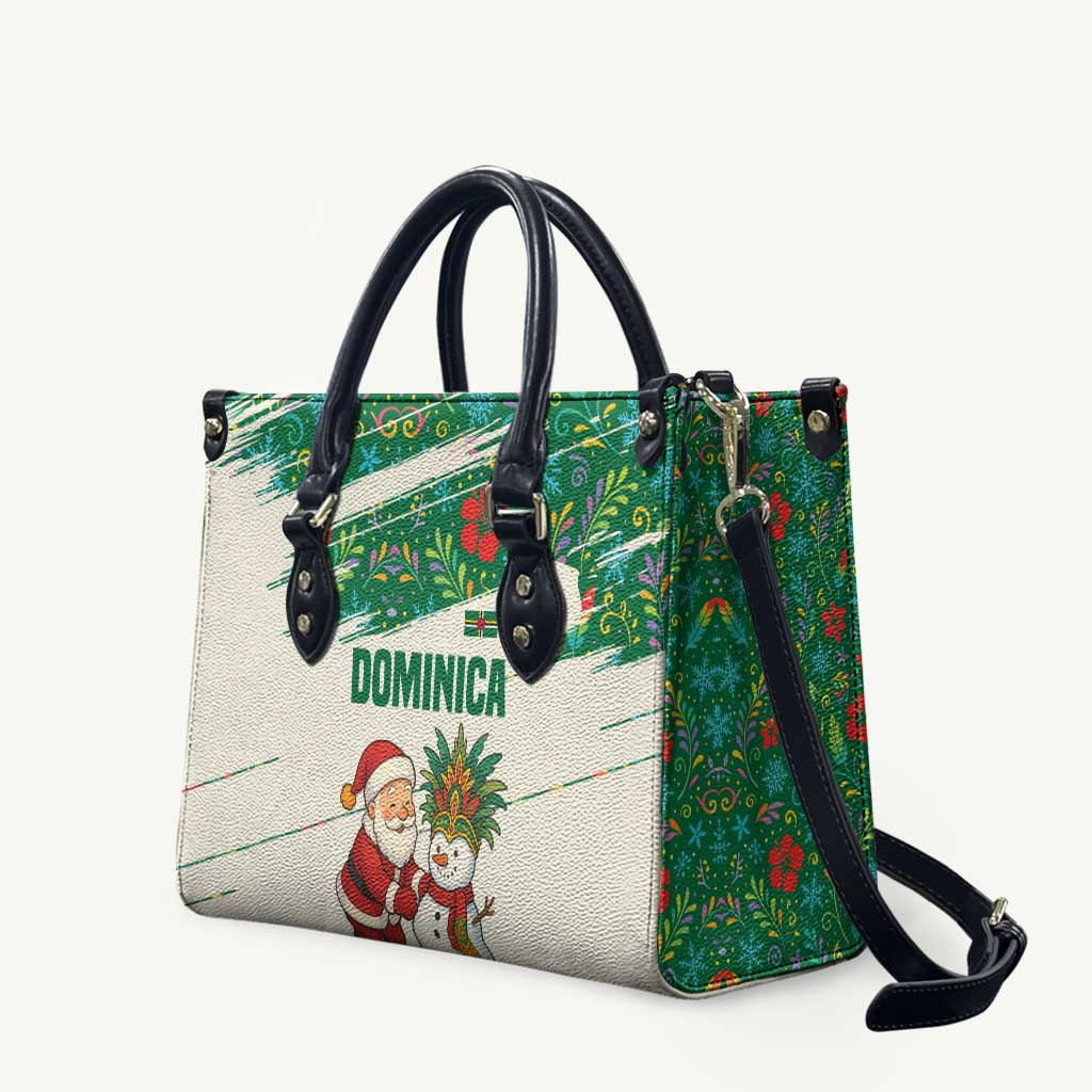 Dominica Christmas Leather Bag with Santa Snowman and Tropical Carnival Headpiece - Wonder Print Shop