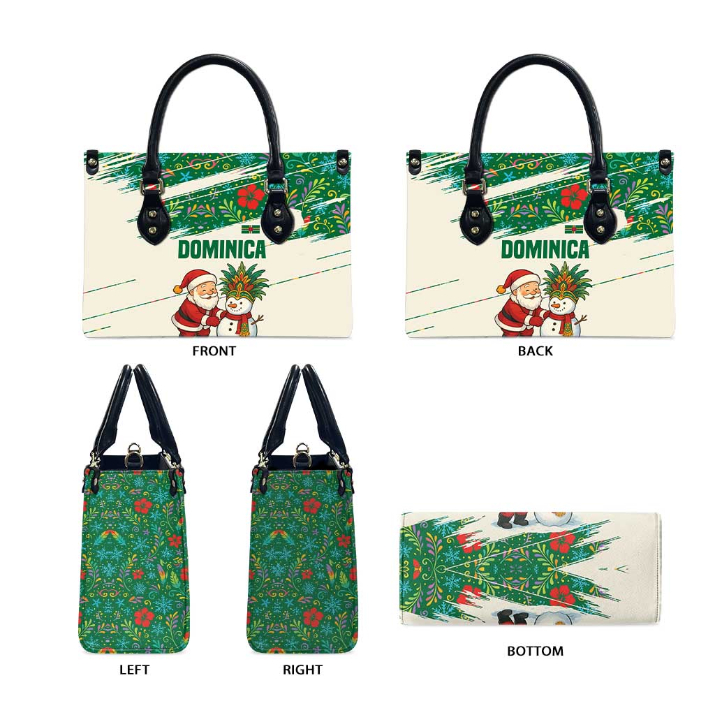Dominica Christmas Leather Bag with Santa Snowman and Tropical Carnival Headpiece - Wonder Print Shop