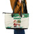 Dominica Christmas Leather Tote Bag with Santa Snowman and Tropical Carnival Headpiece - Wonder Print Shop