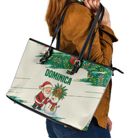 Dominica Christmas Leather Tote Bag with Santa Snowman and Tropical Carnival Headpiece - Wonder Print Shop