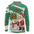 Dominica Christmas Long Sleeve Polo Shirt with Santa Snowman and Tropical Carnival Headpiece - Wonder Print Shop